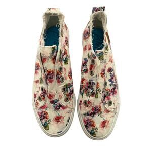 Blowfish Malibu Womens 8.5 Cottage Beach Floral Raw Slip On Canvas Sneaker Shoes